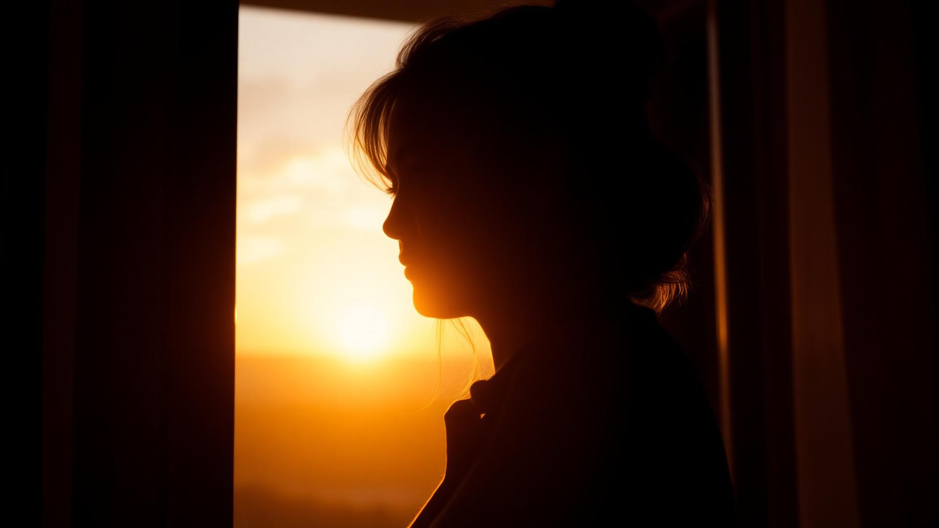 Silhueta de mulher ao amanhecer simbolizando recomeço
